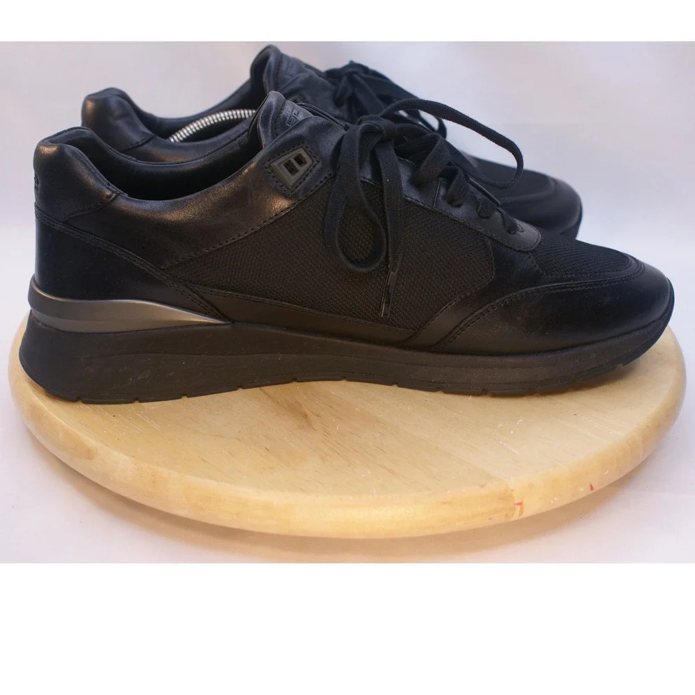 Hugo Boss x Porsche Mens 10.5 Black Leather Textile Low Top Trainers Designer